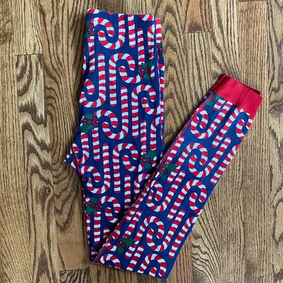 Hanna Andersson Red and Blue Candy Cane Pajama Set, size 14. Excellent condition - Picture 6 of 11